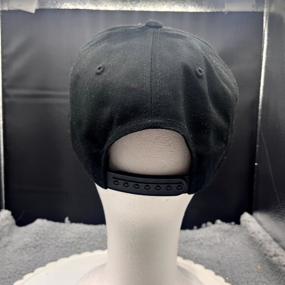 Black Scale Logo Black Flat Brim Adjustable Snap Back Hat Cap - Picture 4 of 5